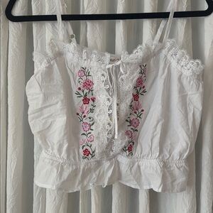 Self Esteem White Floral Lace Top